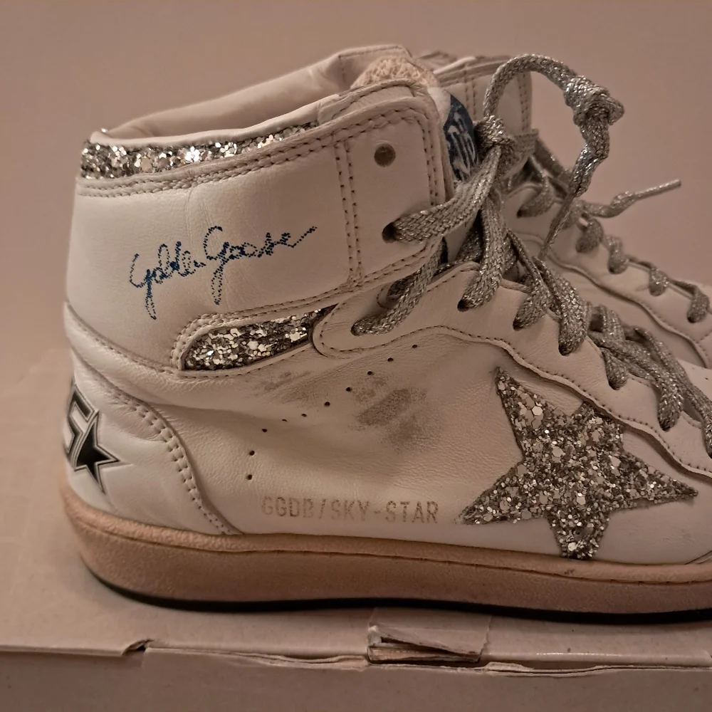 Golden Goose Sneakers Women's 38 8 Skystar High Top Leather Sequins Designer - Picture 4 of 16